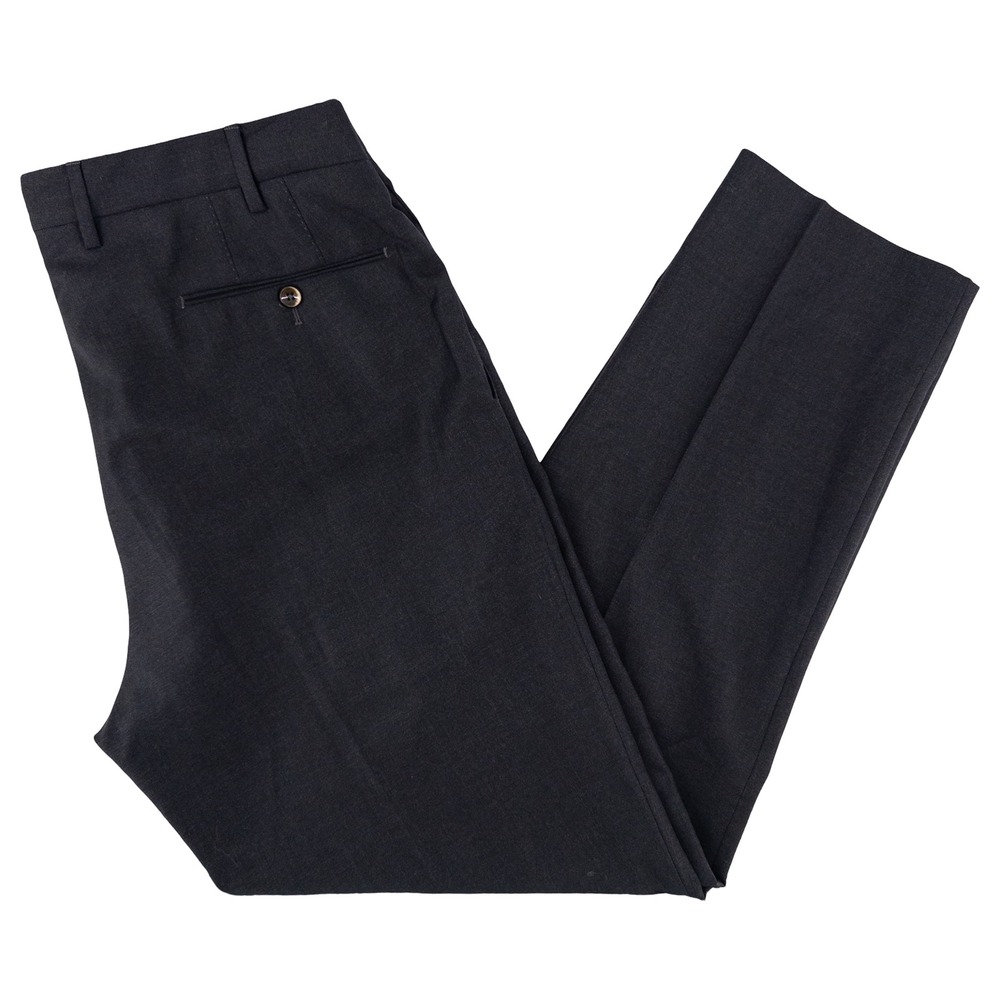 PT01 Torino Mens 52 Dress Pants Charcoal Super 110s Virgin Wool Easy Fit 36x30